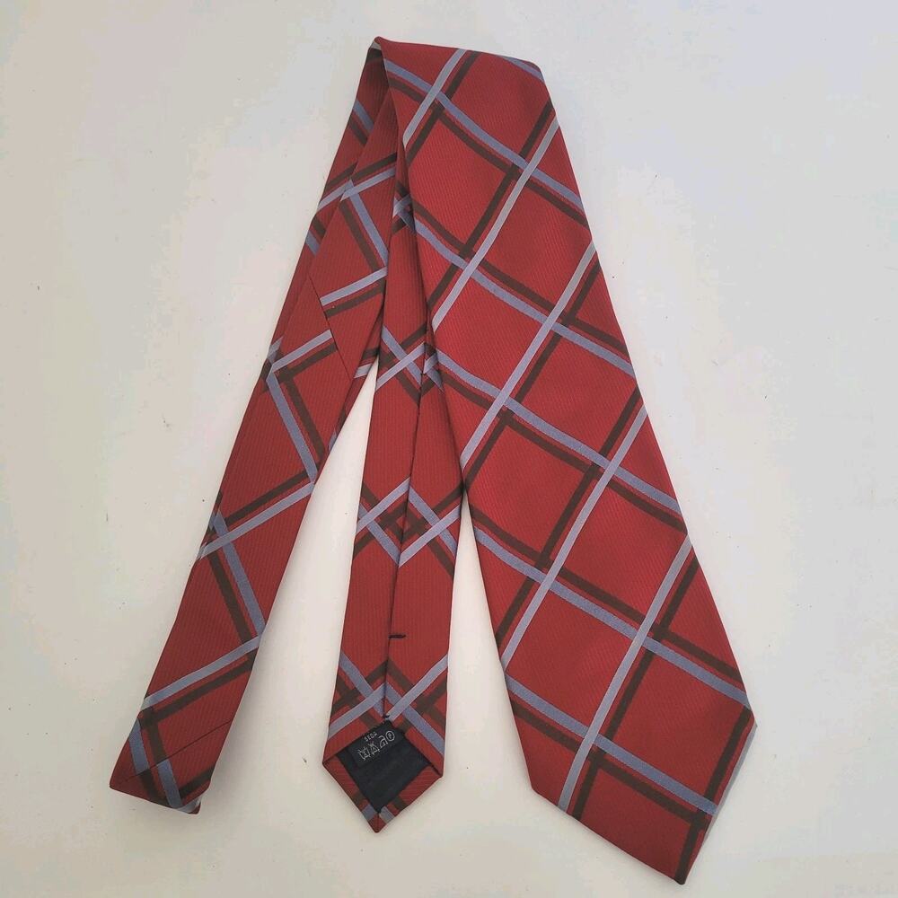 Authentic Classic Red Silk Plaid Burberry London Men's Neck Tie Geometric Italy